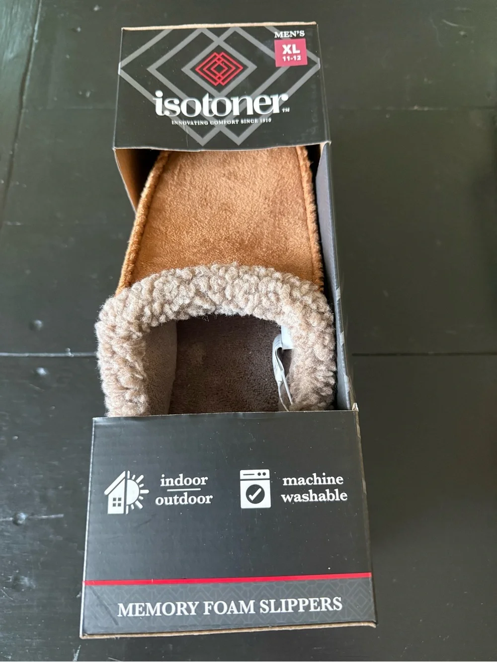 Isotoner Men’s Tan Memory Foam Slippers